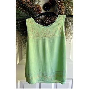 Light Pastel Green Embroidered Womens Tank Top Size Small